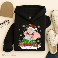 Dumbo Elephant Christmas Light Cute Dumbo Flying Elephant Christmas Hoodie thumb 4