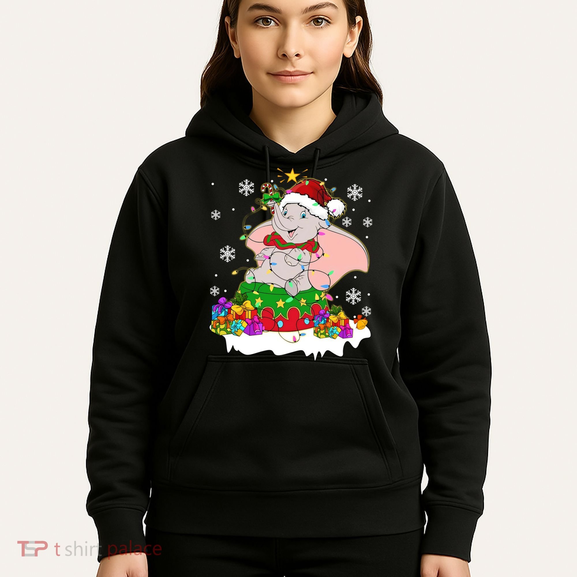 Dumbo Elephant Christmas Light Cute Dumbo Flying Elephant Christmas Hoodie
