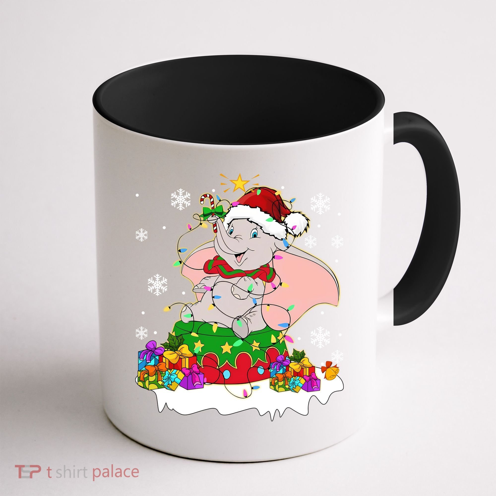 Dumbo Elephant Christmas Light Cute Dumbo Flying Elephant Christmas Coffee Mug