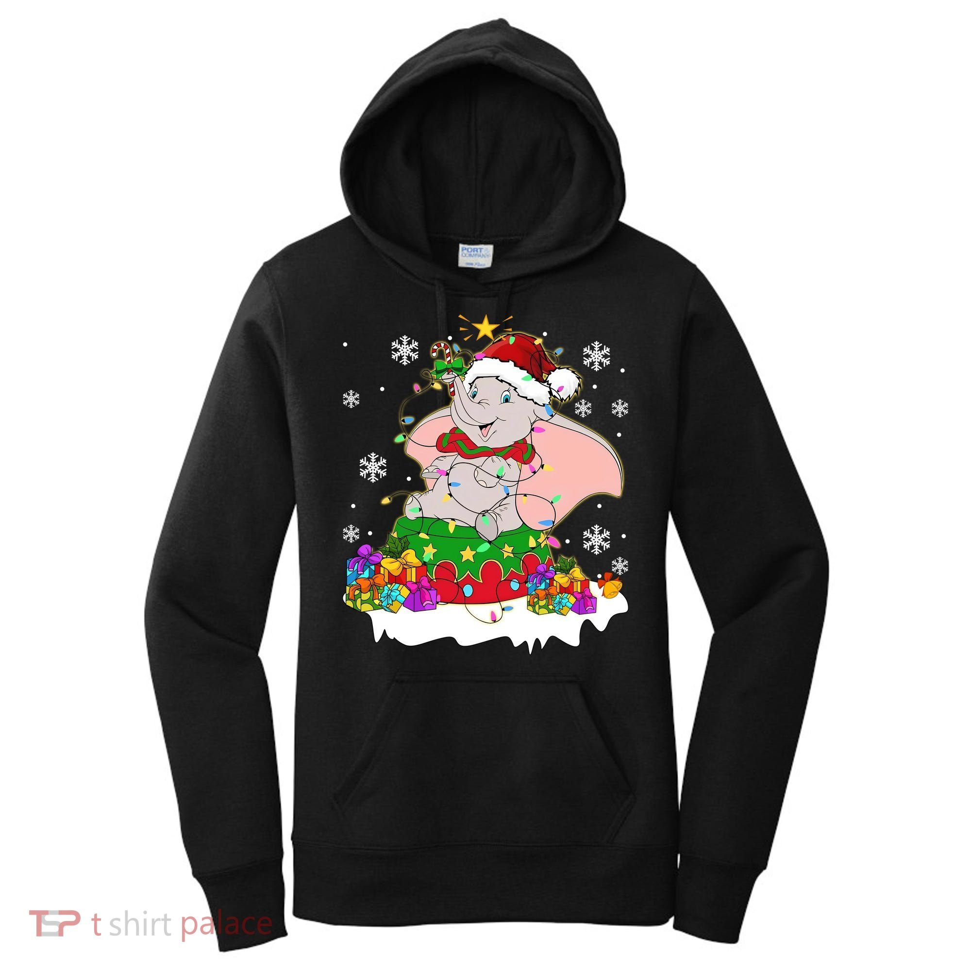 Dumbo Elephant Christmas Light Cute Dumbo Flying Elephant Christmas Women's Hoodie