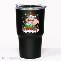 Dumbo Elephant Christmas Light Cute Dumbo Flying Elephant Christmas Tumbler thumb 0