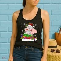 Dumbo Elephant Christmas Light Cute Dumbo Flying Elephant Christmas Women's Tank Top thumb 2
