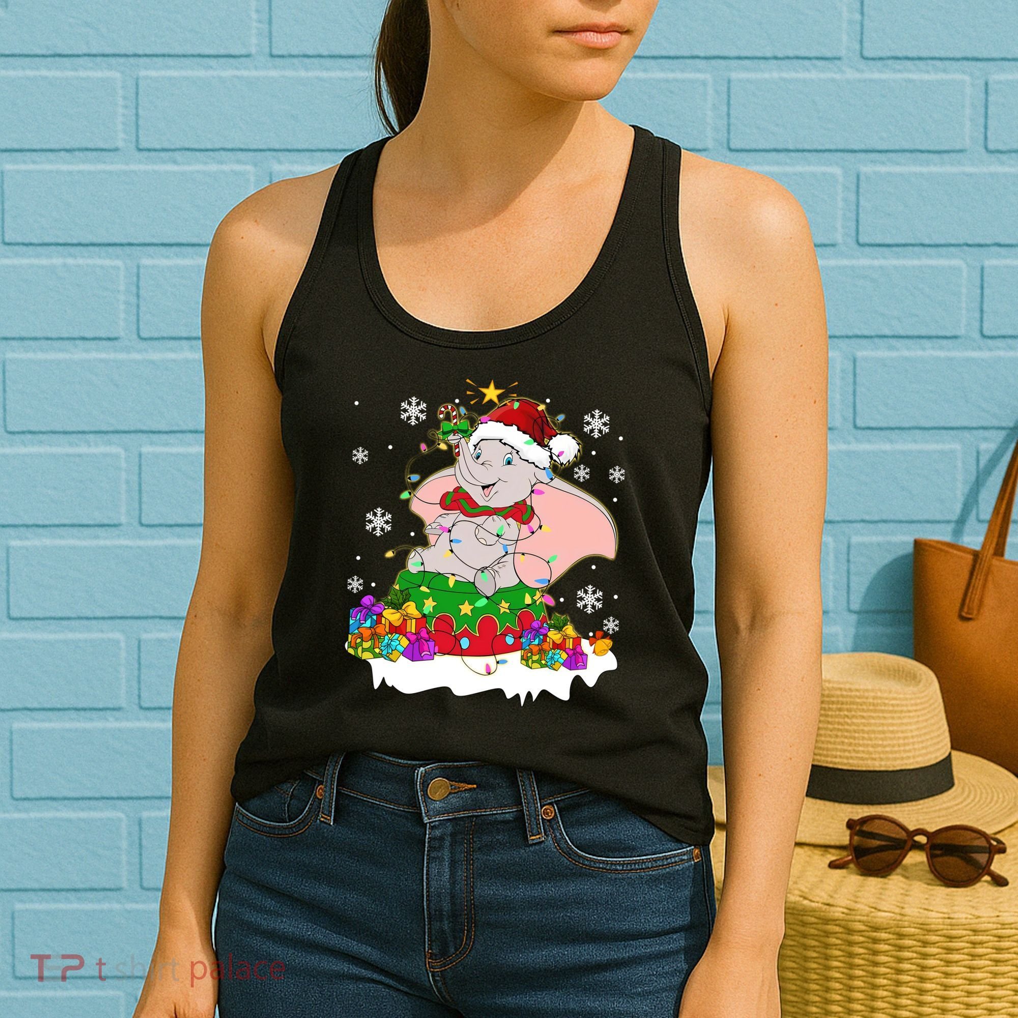 Dumbo Elephant Christmas Light Cute Dumbo Flying Elephant Christmas Women's Tank Top