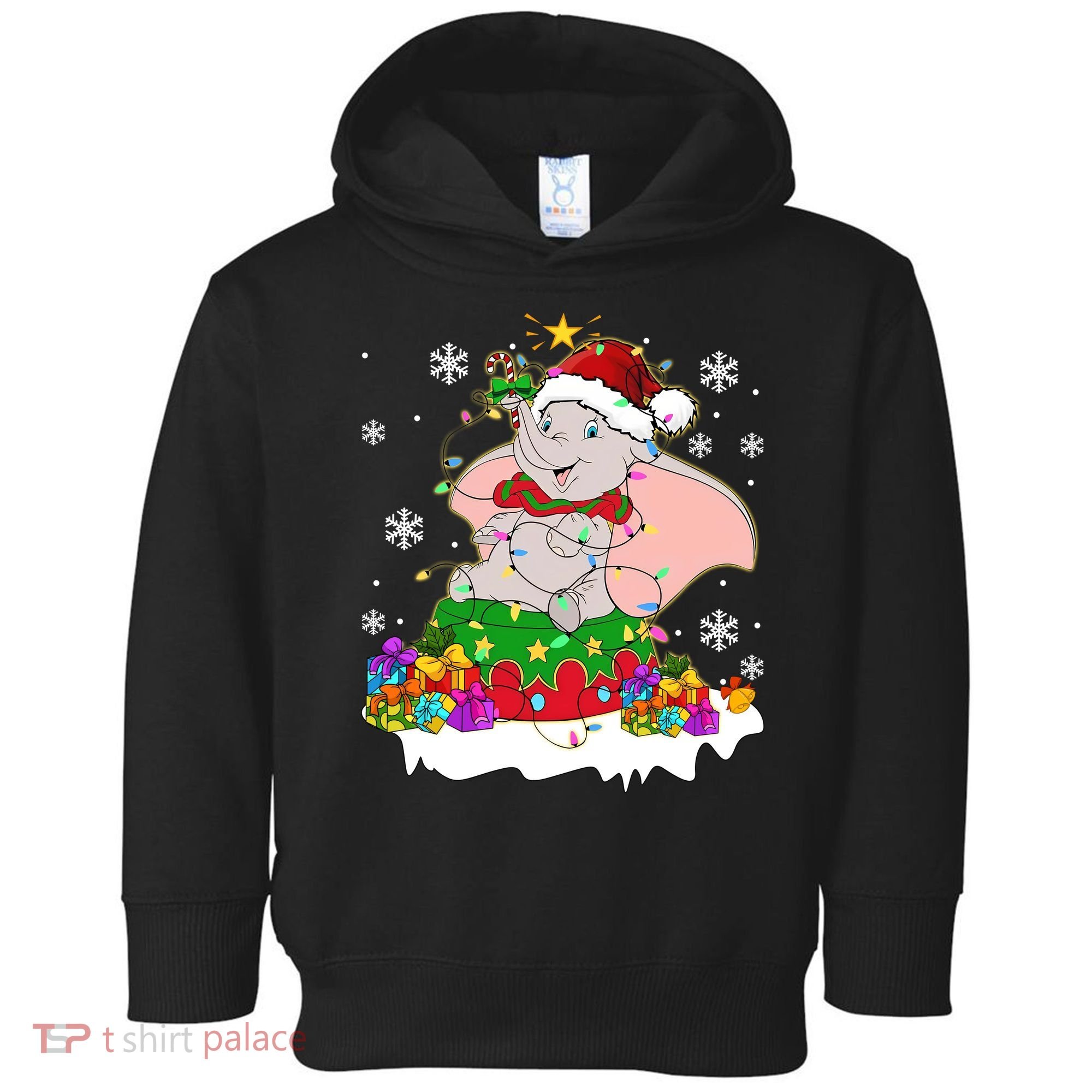 Dumbo Elephant Christmas Light Cute Dumbo Flying Elephant Christmas Toddler Hoodie