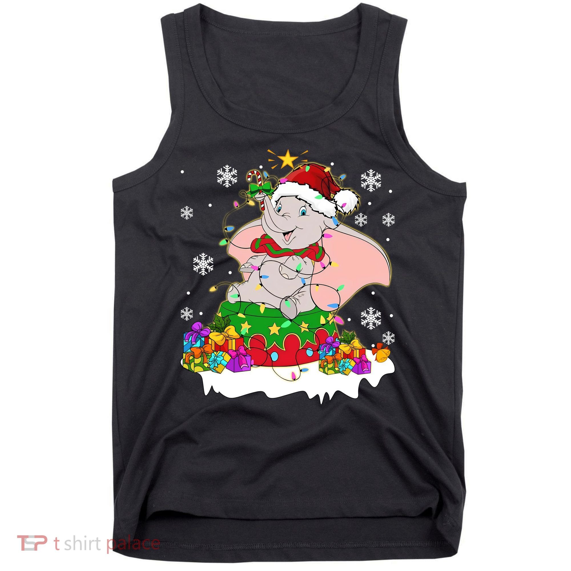 Dumbo Elephant Christmas Light Cute Dumbo Flying Elephant Christmas Tank Top