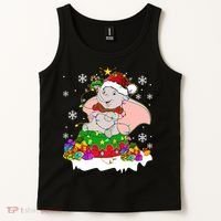 Dumbo Elephant Christmas Light Cute Dumbo Flying Elephant Christmas Tank Top thumb 2