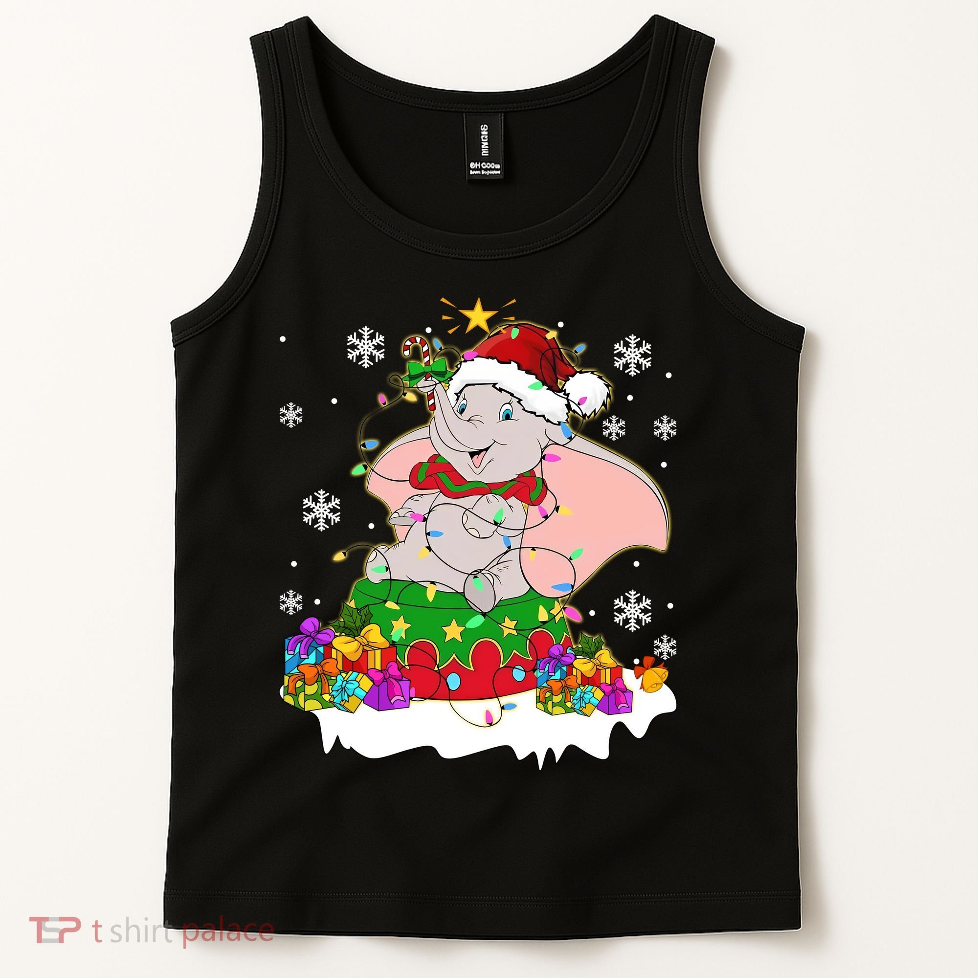 Dumbo Elephant Christmas Light Cute Dumbo Flying Elephant Christmas Tank Top