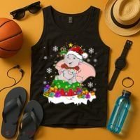 Dumbo Elephant Christmas Light Cute Dumbo Flying Elephant Christmas Tank Top thumb 4