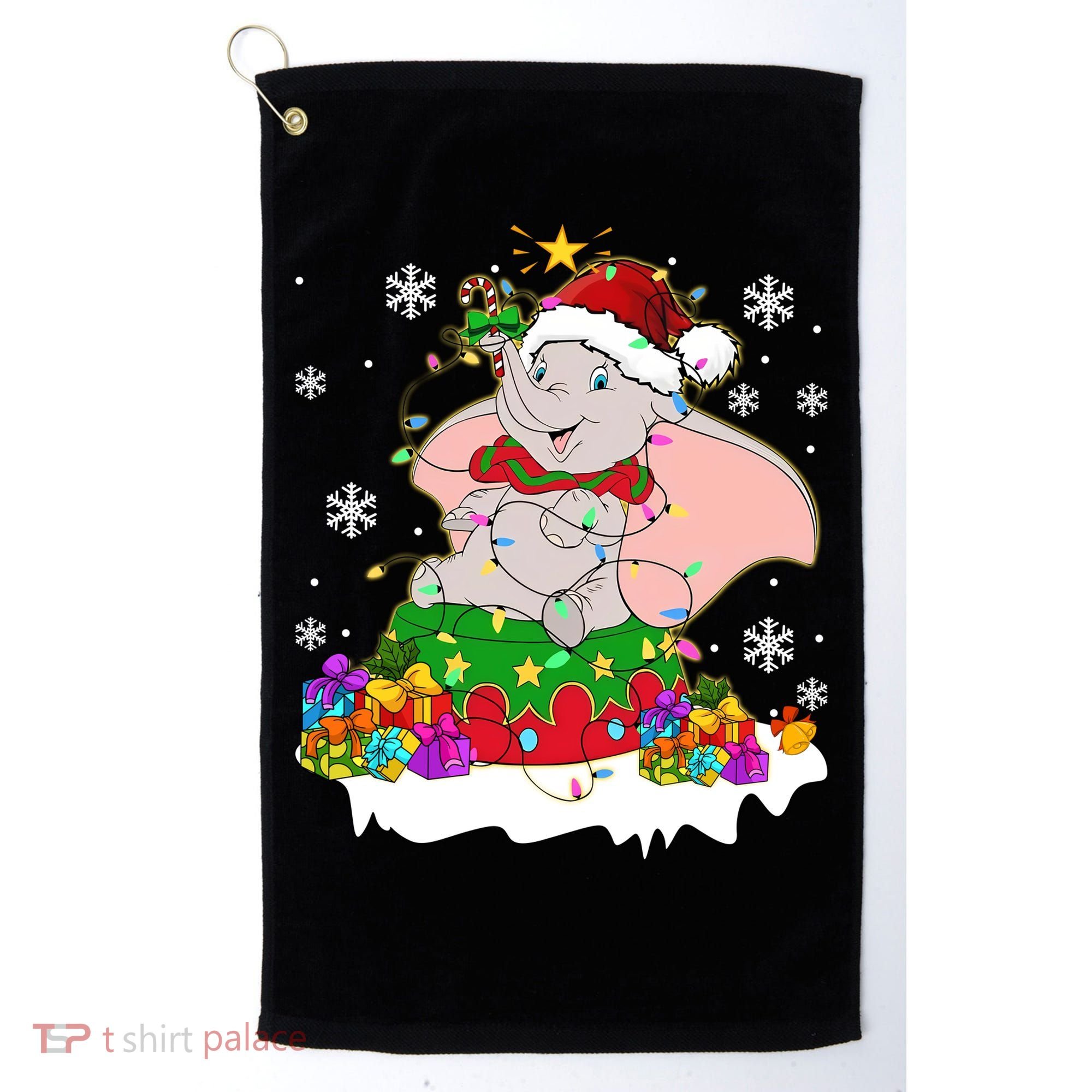 Dumbo Elephant Christmas Light Cute Dumbo Flying Elephant Christmas Golf Towel
