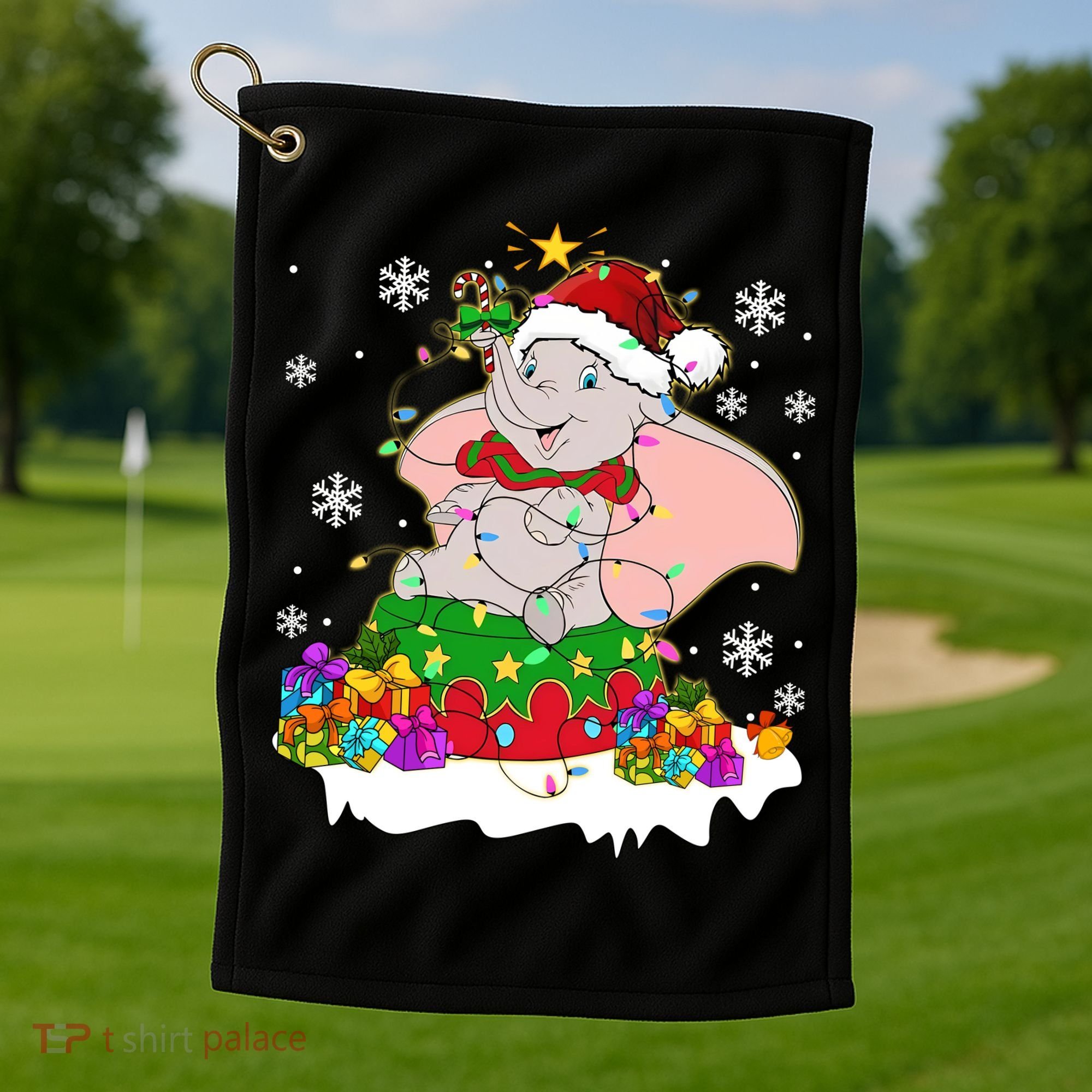 Dumbo Elephant Christmas Light Cute Dumbo Flying Elephant Christmas Golf Towel