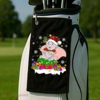 Dumbo Elephant Christmas Light Cute Dumbo Flying Elephant Christmas Golf Towel thumb 2