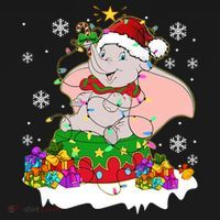 Dumbo Elephant Christmas Light Cute Dumbo Flying Elephant Christmas Toddler T-Shirt thumb 4