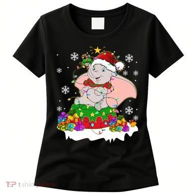 Dumbo Elephant Christmas Light Cute Dumbo Flying Elephant Christmas Women's T-Shirt