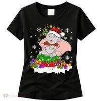 Dumbo Elephant Christmas Light Cute Dumbo Flying Elephant Christmas Women's T-Shirt thumb 0