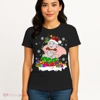 Dumbo Elephant Christmas Light Cute Dumbo Flying Elephant Christmas Women's T-Shirt thumb 4