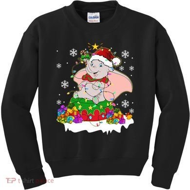 Dumbo Elephant Christmas Light Cute Dumbo Flying Elephant Christmas Kids Sweatshirt
