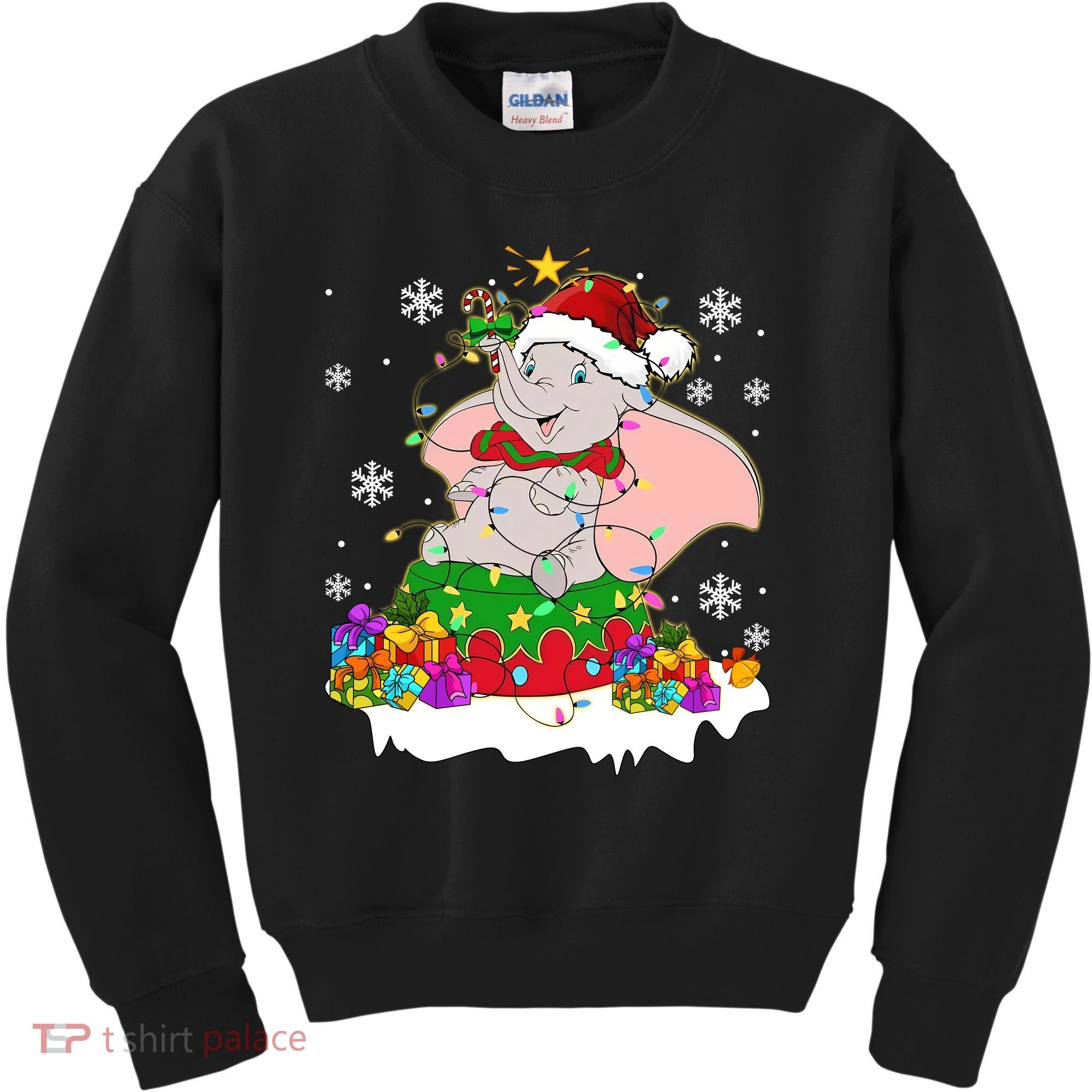 Dumbo Elephant Christmas Light Cute Dumbo Flying Elephant Christmas Kids Sweatshirt