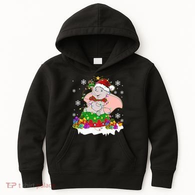 Dumbo Elephant Christmas Light Cute Dumbo Flying Elephant Christmas Kids Hoodie