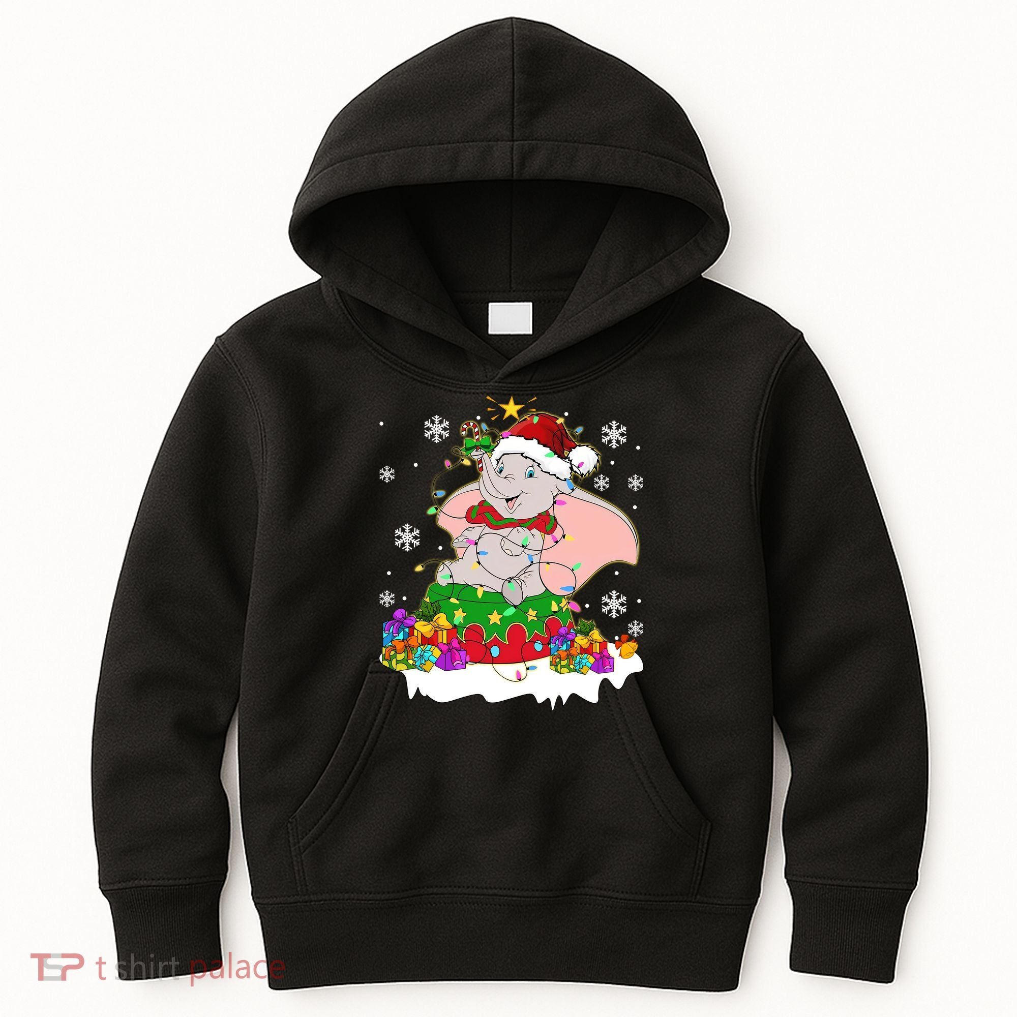 Dumbo Elephant Christmas Light Cute Dumbo Flying Elephant Christmas Kids Hoodie