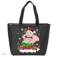 Dumbo Elephant Christmas Light Cute Dumbo Flying Elephant Christmas Tote Bag thumb 0