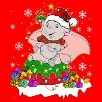 Dumbo Elephant Christmas Light Cute Dumbo Flying Elephant Christmas Santa Hat thumb 1