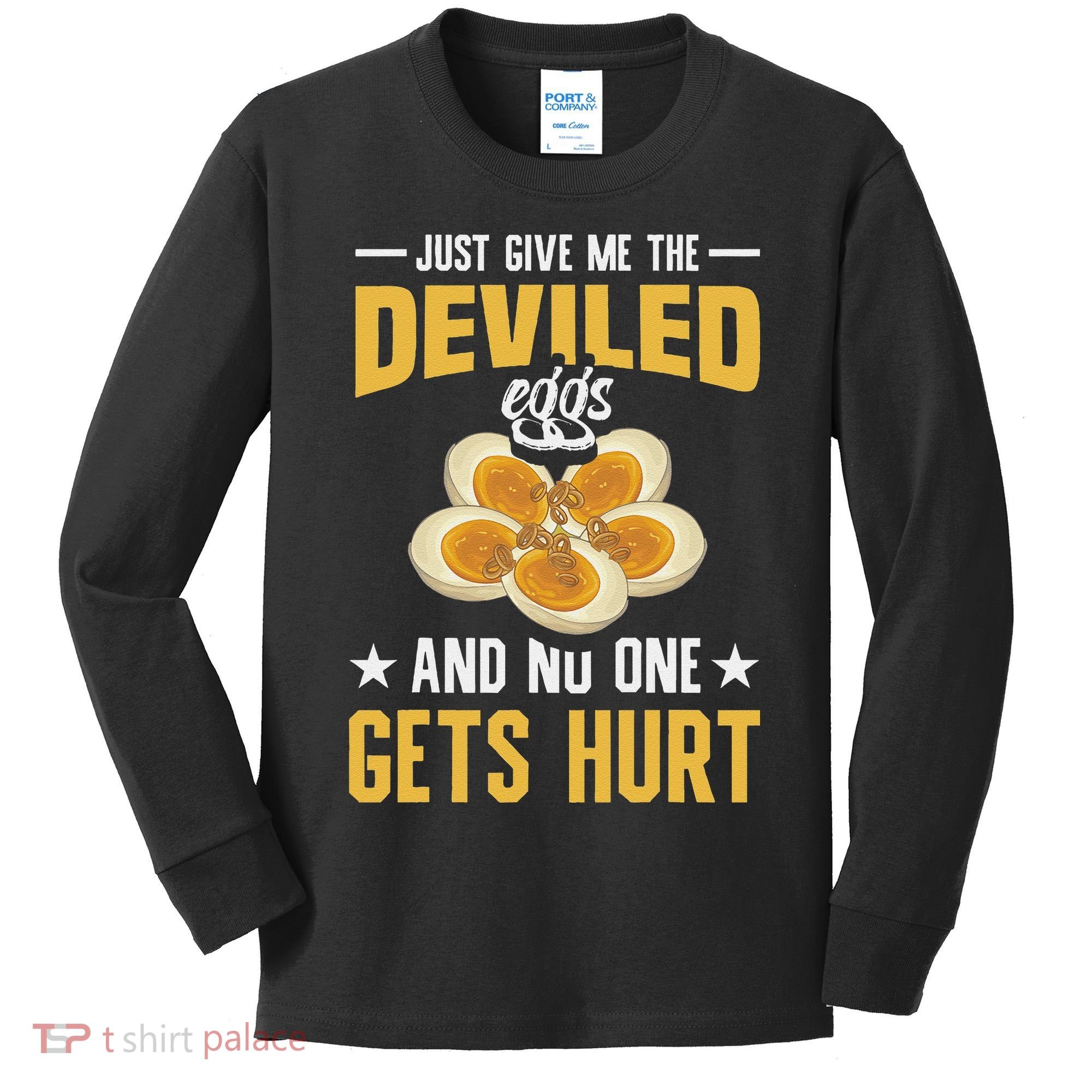 Deviled Eggs Container With Lid Holder Food Deviled Eggs Kids Long Sleeve Shirt
