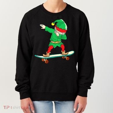 Dabbing Elf Claus Christmas Tree Lights Boys Dab Xmas Women's Sweatshirt