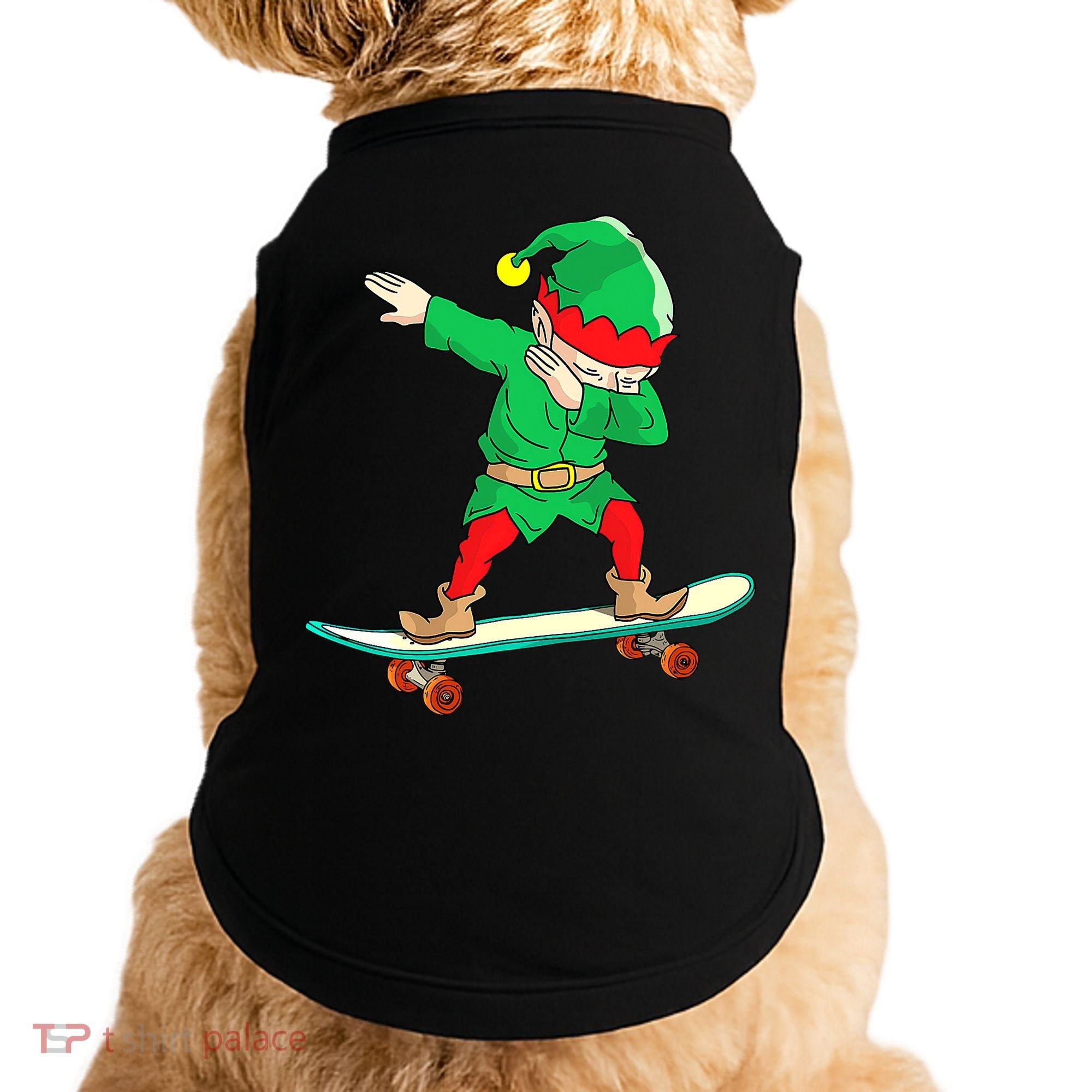 Dabbing Elf Claus Christmas Tree Lights Boys Dab Xmas Doggie Tank