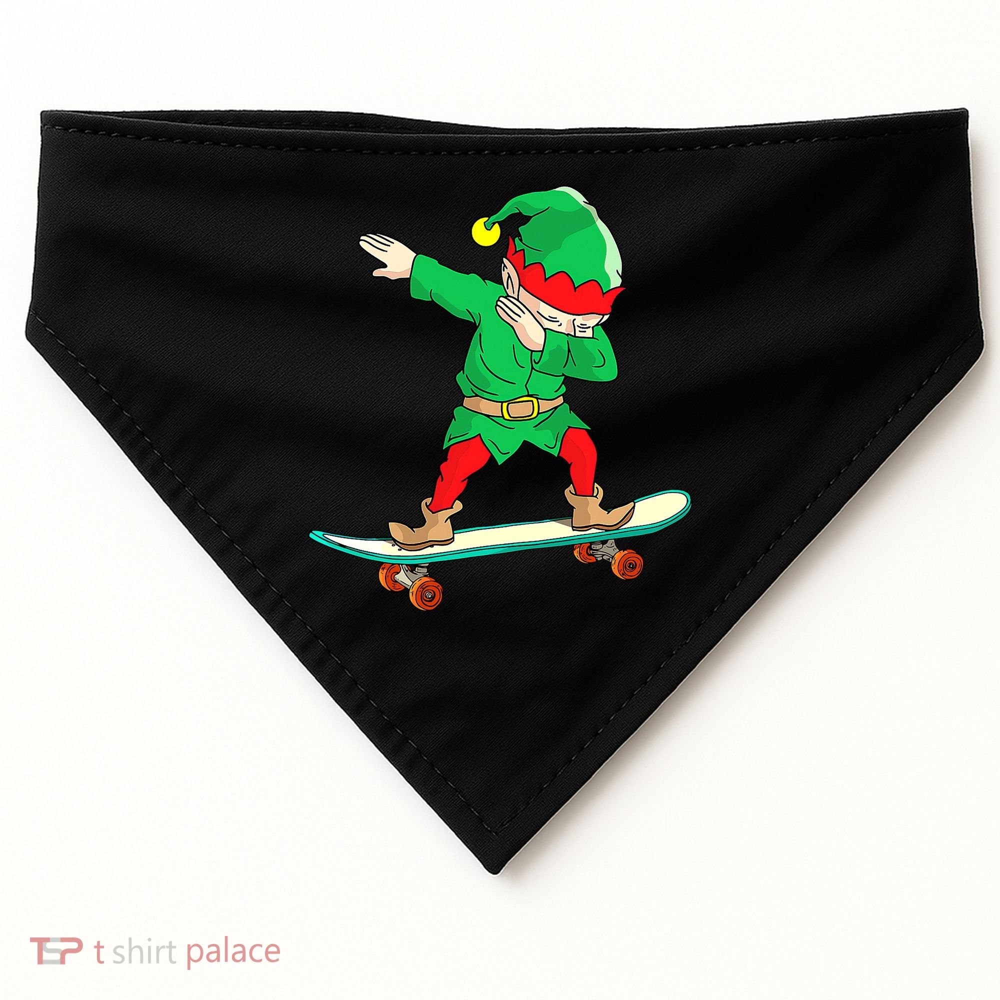 Dabbing Elf Claus Christmas Tree Lights Boys Dab Xmas USA-Made Doggie Bandana