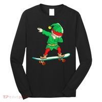 Dabbing Elf Claus Christmas Tree Lights Boys Dab Xmas Long Sleeve Shirt thumb 0