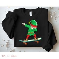 Dabbing Elf Claus Christmas Tree Lights Boys Dab Xmas Sweatshirt thumb 2