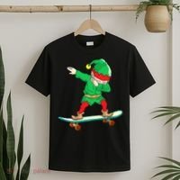 Dabbing Elf Claus Christmas Tree Lights Boys Dab Xmas T-Shirt thumb 2
