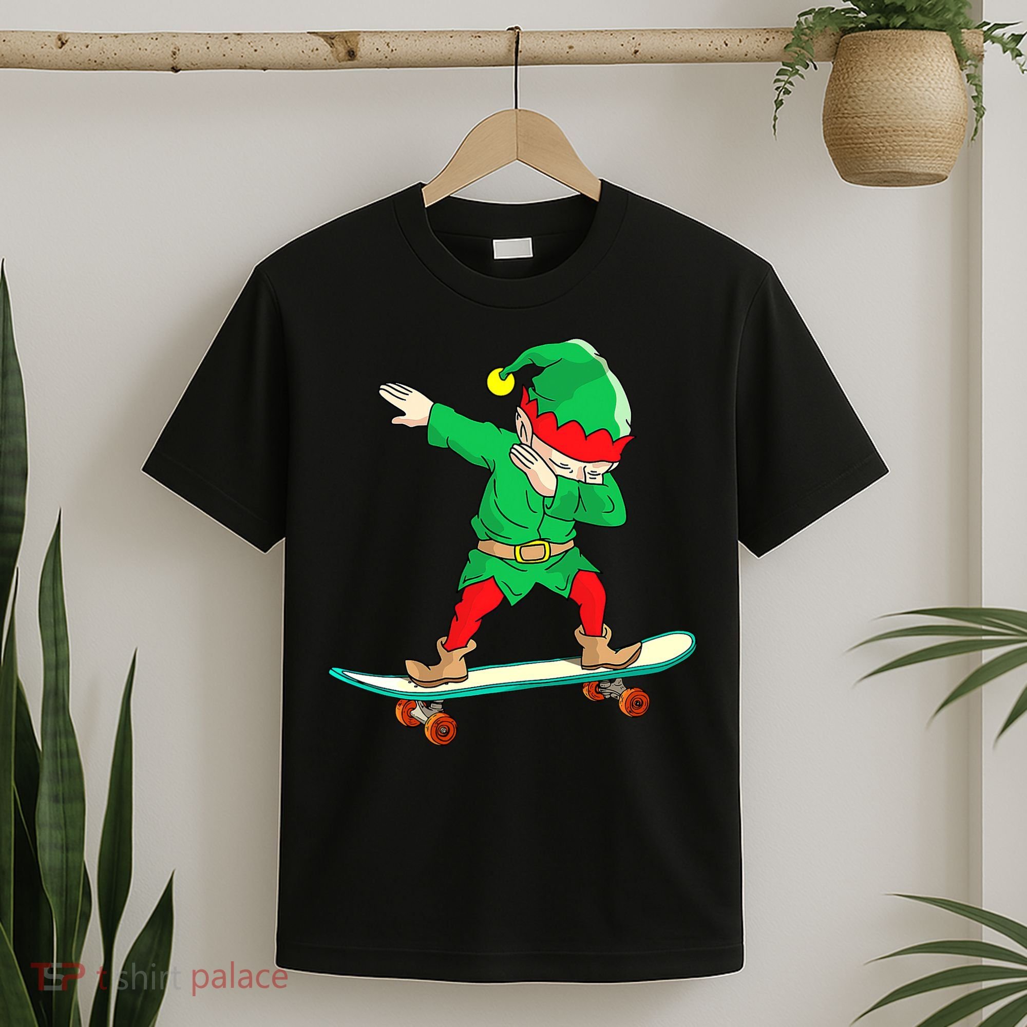Dabbing Elf Claus Christmas Tree Lights Boys Dab Xmas T-Shirt