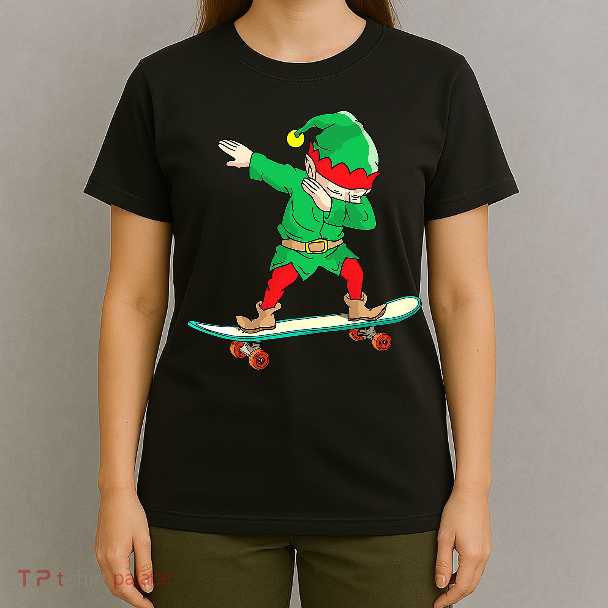 Dabbing Elf Claus Christmas Tree Lights Boys Dab Xmas T-Shirt