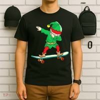 Dabbing Elf Claus Christmas Tree Lights Boys Dab Xmas T-Shirt thumb 6