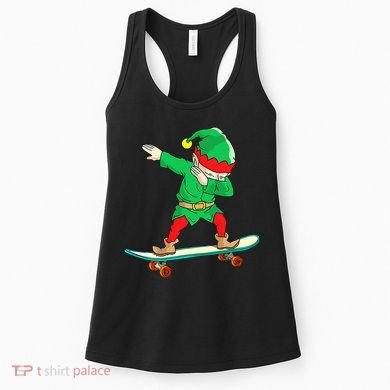 Dabbing Elf Claus Christmas Tree Lights Boys Dab Xmas Women's Tank Top