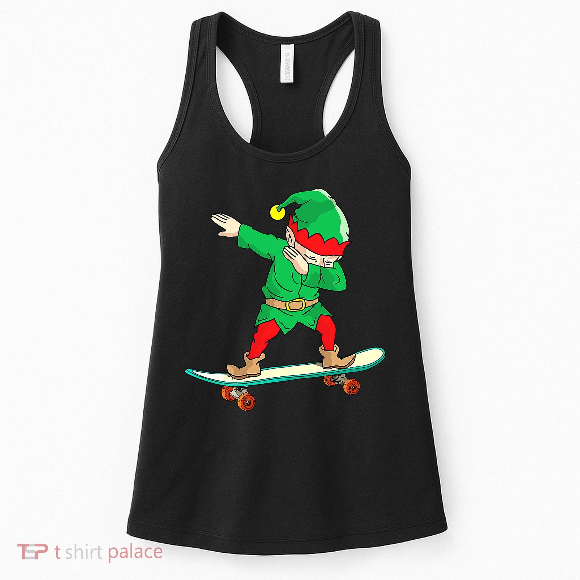 Dabbing Elf Claus Christmas Tree Lights Boys Dab Xmas Women's Tank Top