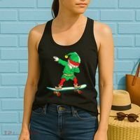 Dabbing Elf Claus Christmas Tree Lights Boys Dab Xmas Women's Tank Top thumb 2