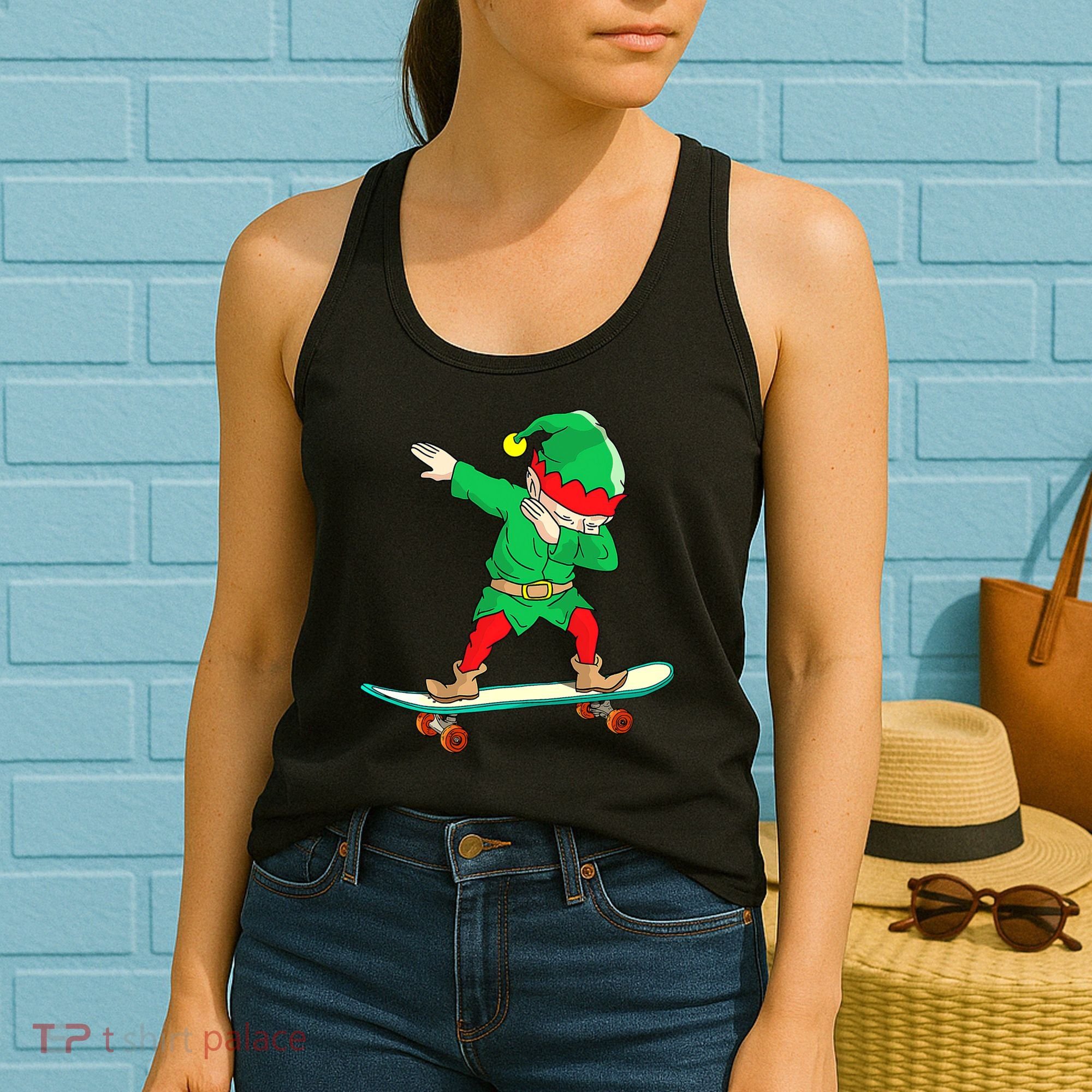 Dabbing Elf Claus Christmas Tree Lights Boys Dab Xmas Women's Tank Top
