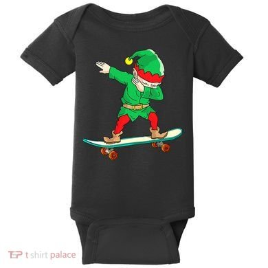 Dabbing Elf Claus Christmas Tree Lights Boys Dab Xmas Baby Bodysuit