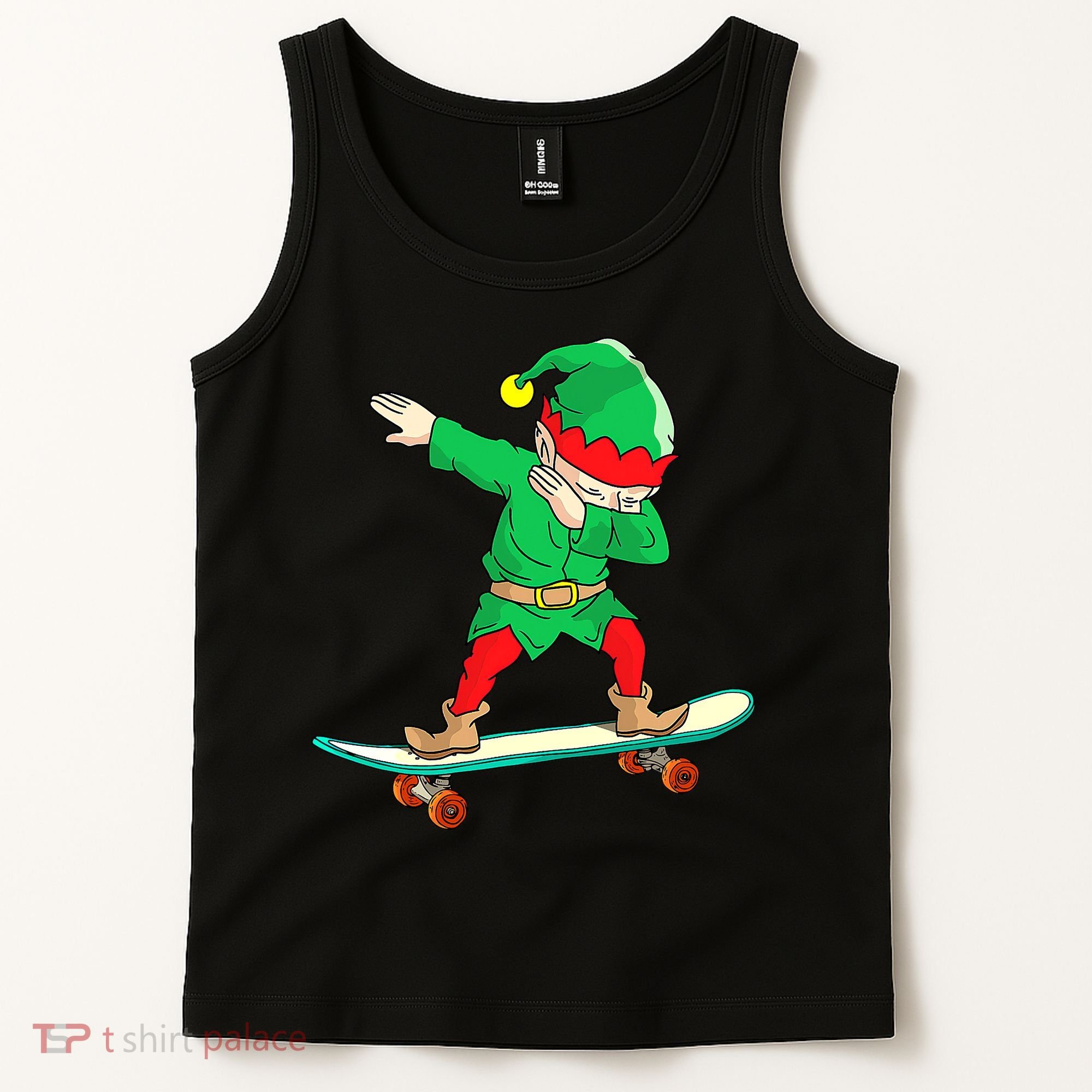 Dabbing Elf Claus Christmas Tree Lights Boys Dab Xmas Tank Top