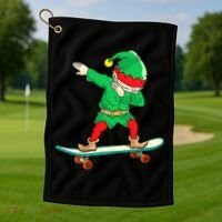 Dabbing Elf Claus Christmas Tree Lights Boys Dab Xmas Golf Towel thumb 1