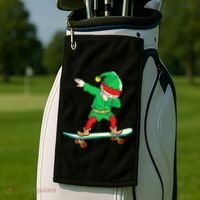 Dabbing Elf Claus Christmas Tree Lights Boys Dab Xmas Golf Towel thumb 2