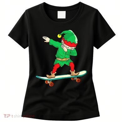 Dabbing Elf Claus Christmas Tree Lights Boys Dab Xmas Women's T-Shirt