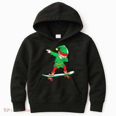 Dabbing Elf Claus Christmas Tree Lights Boys Dab Xmas Kids Hoodie