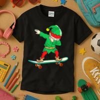 Dabbing Elf Claus Christmas Tree Lights Boys Dab Xmas Kids T-Shirt thumb 3