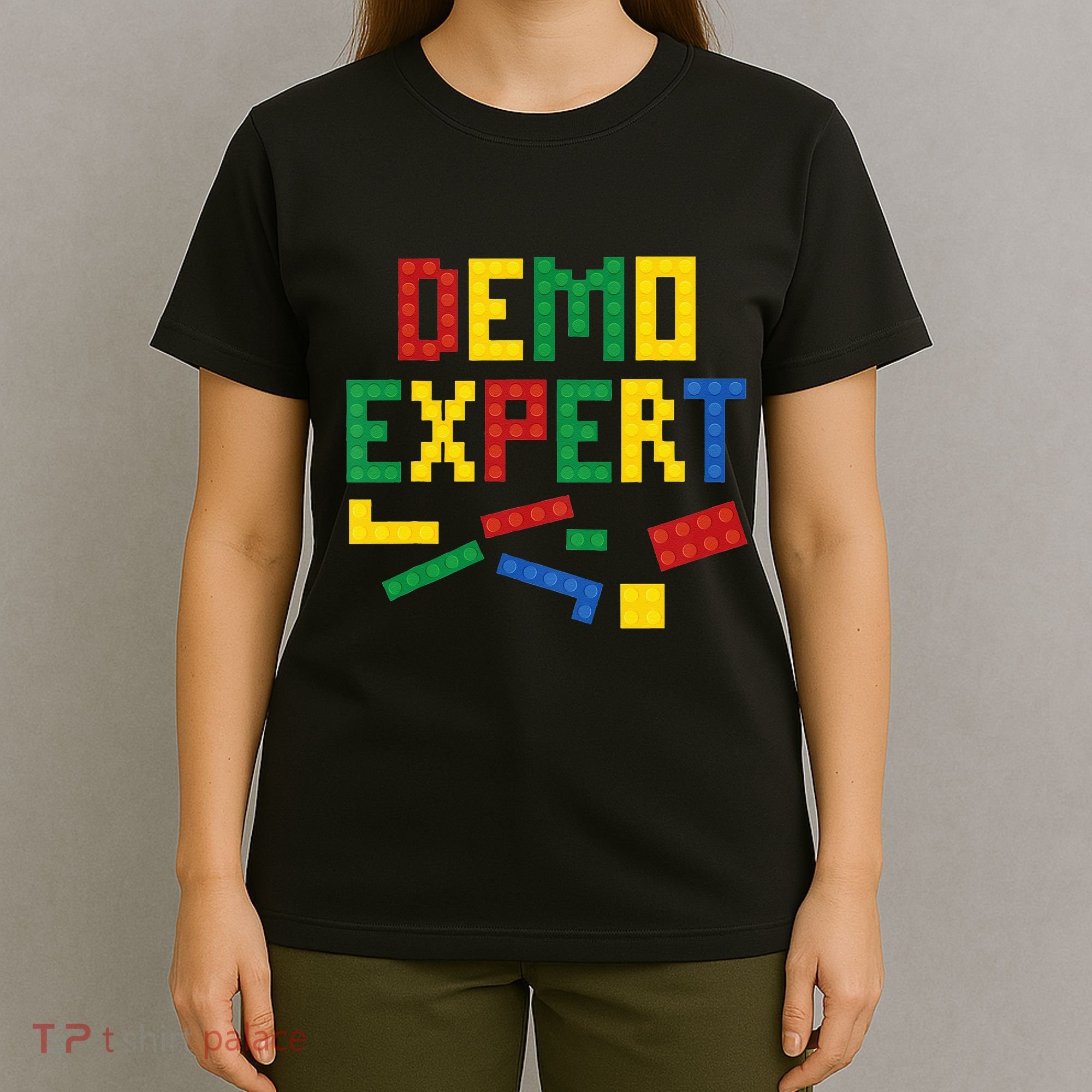 Demo Expert Cool Building Blocks Toy Brick Builder T-Shirt