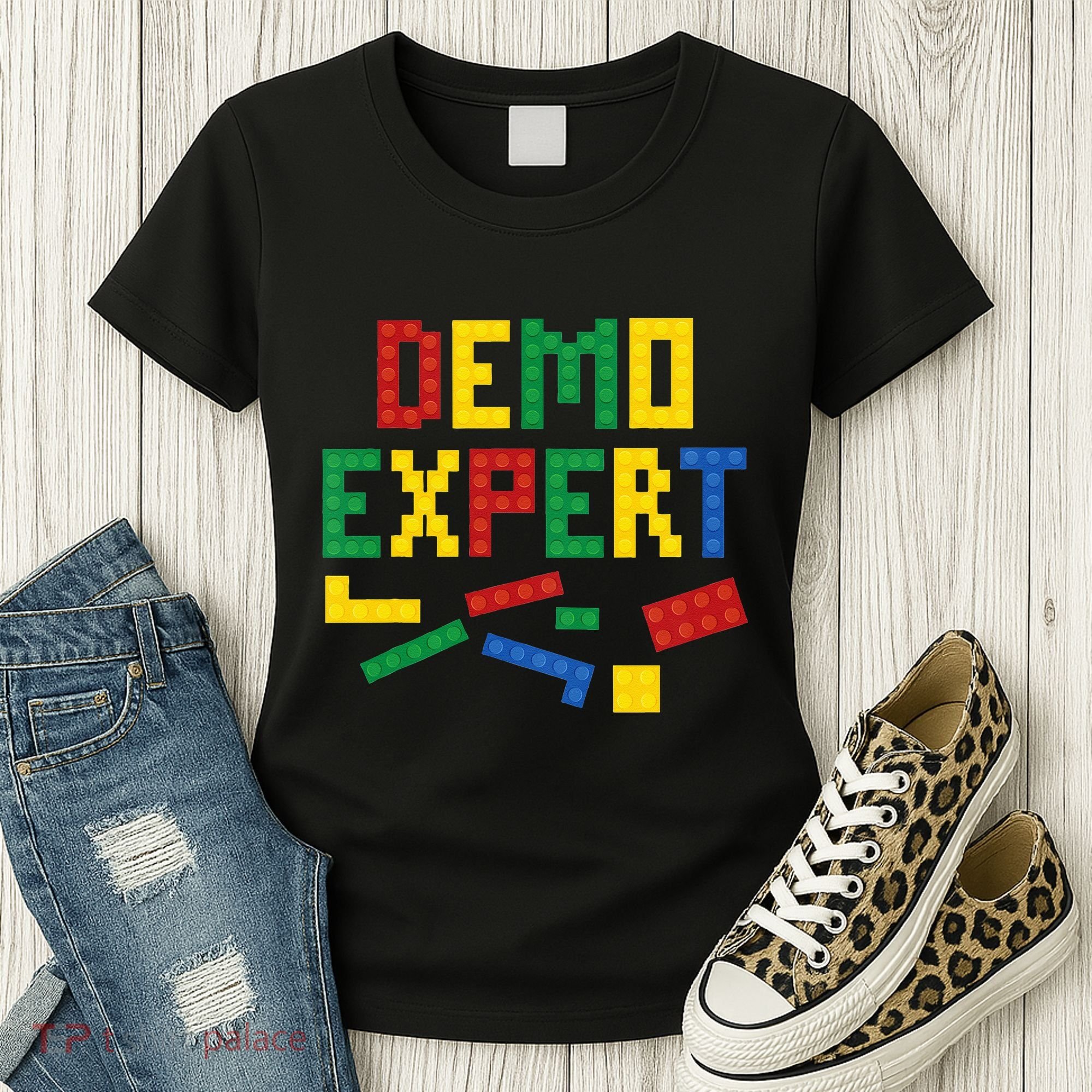Demo Expert Cool Building Blocks Toy Brick Builder Women's T-Shirt