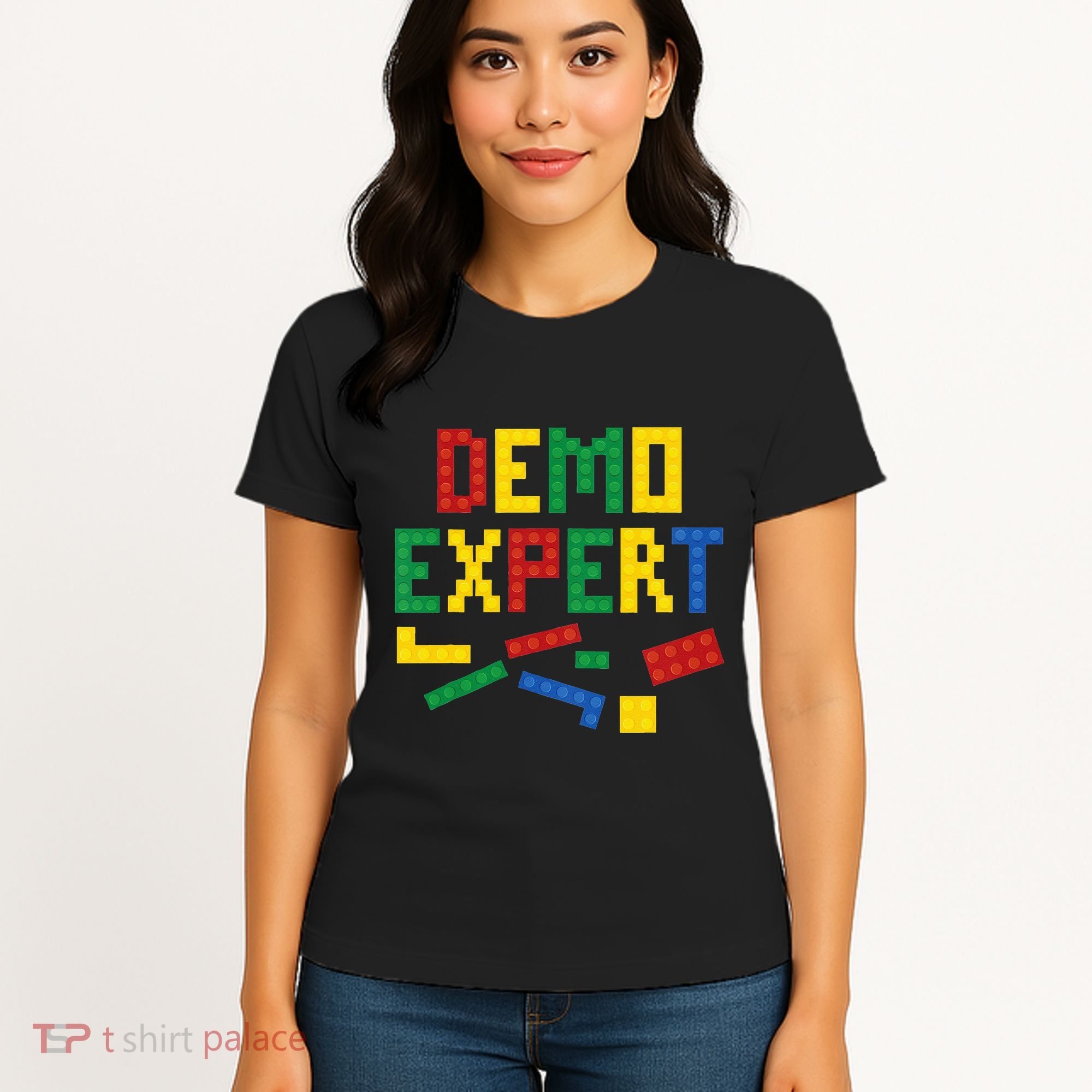 Demo Expert Cool Building Blocks Toy Brick Builder Women's T-Shirt