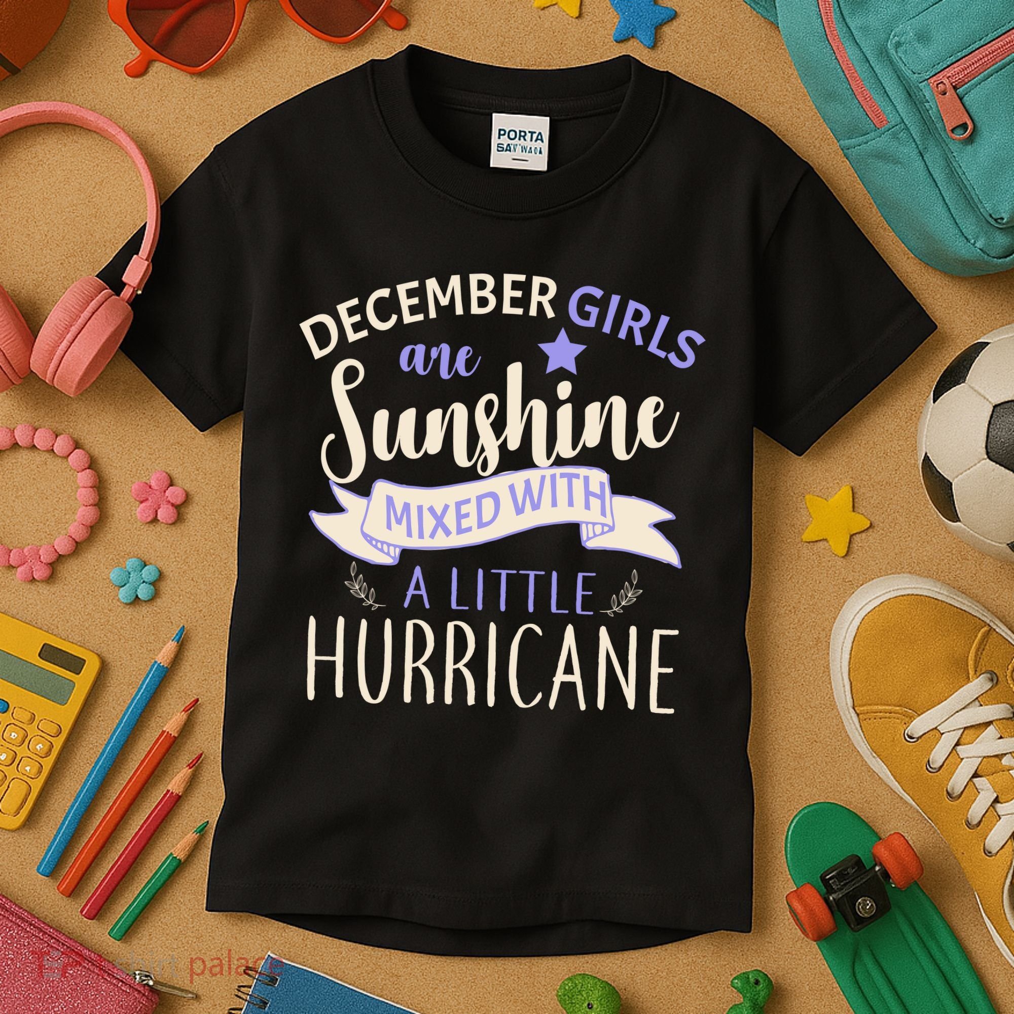December Girls Are Sunshine Mixed With Hurricane Kids T-Shirt